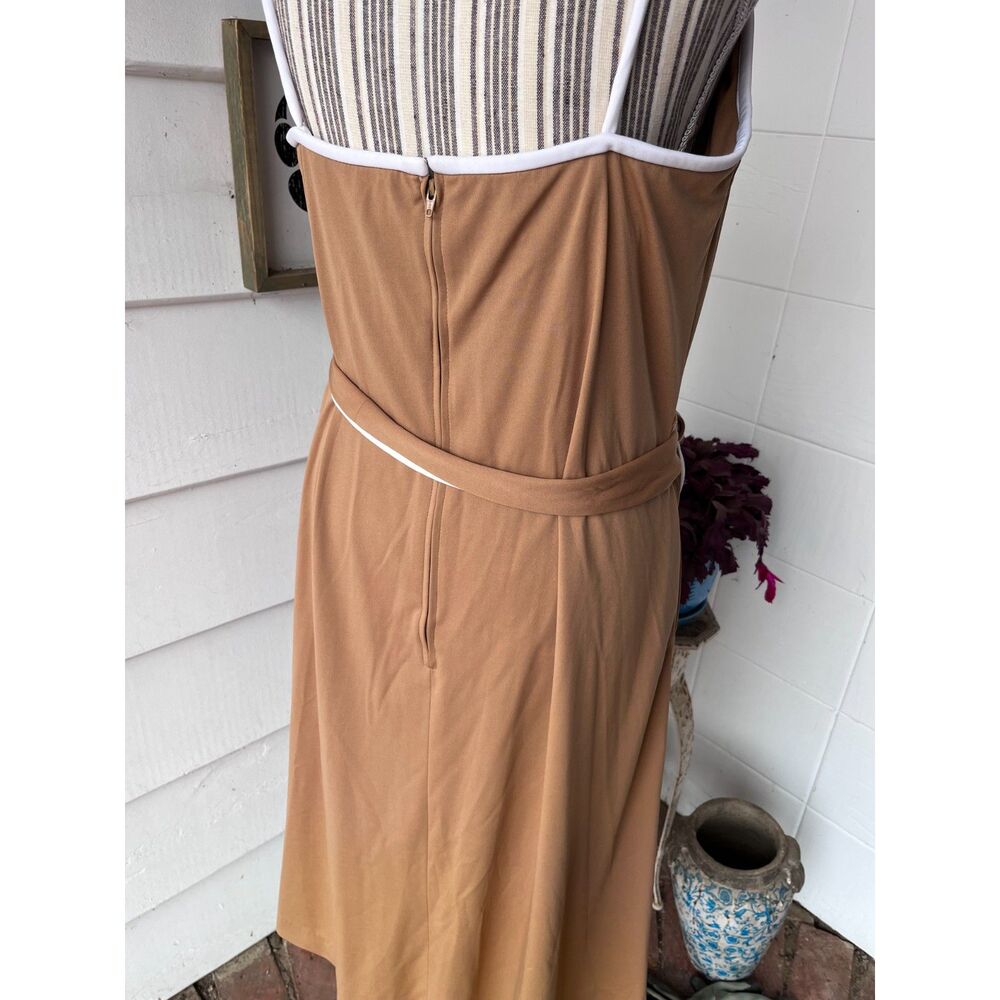Vintage 1970's Camel Colored, Alfred Shaheen Sundress Dress Size 12
